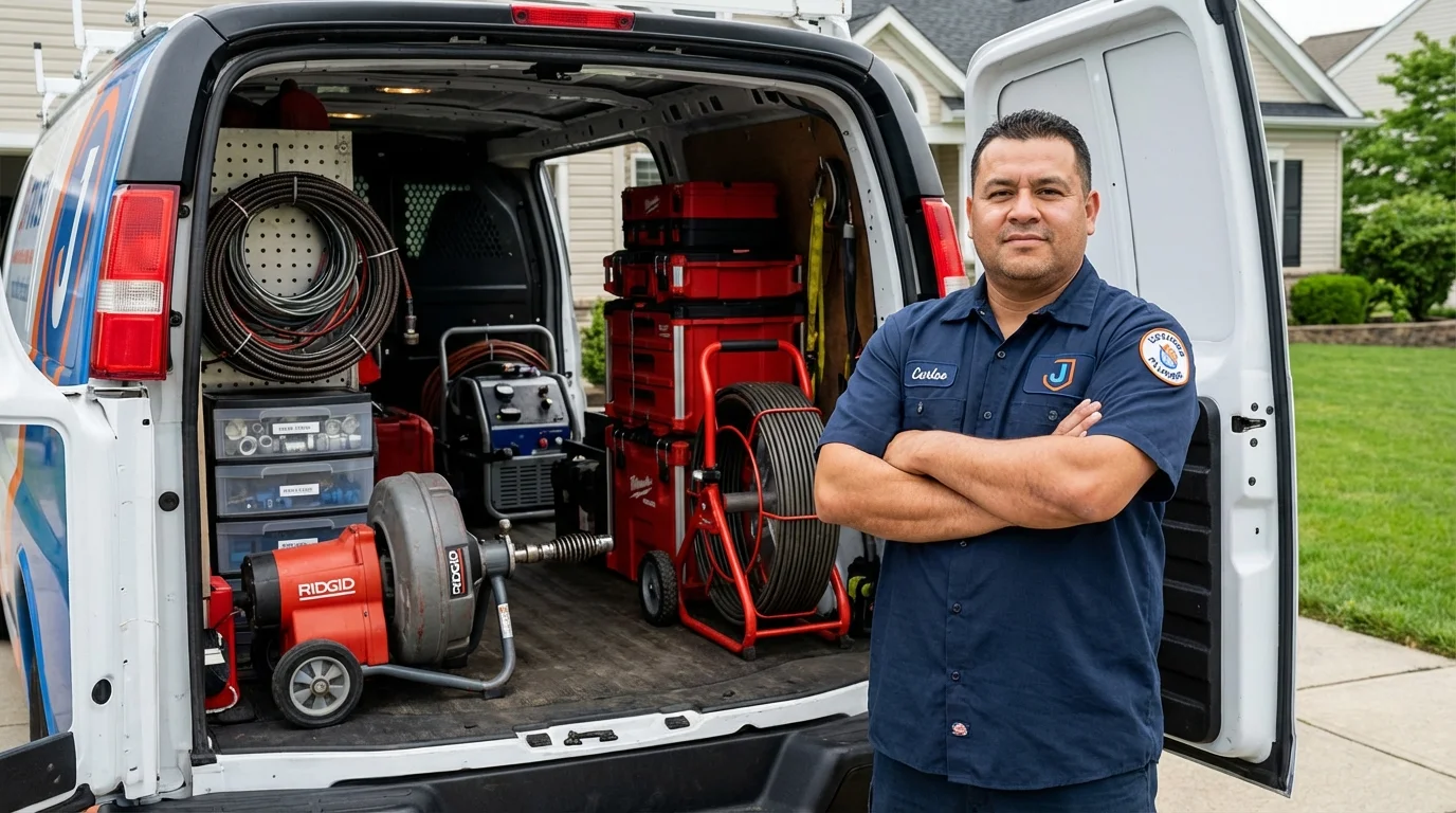 Professional drain cleaning equipment and Johns Plumbing LLC plumber in Susquehanna