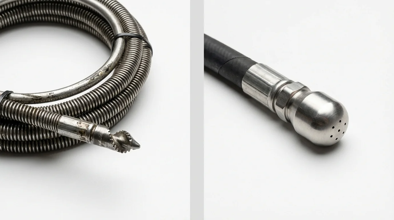 Drain snake cable and hydro jetting nozzle used for drain cleaning in Susquehanna, PA