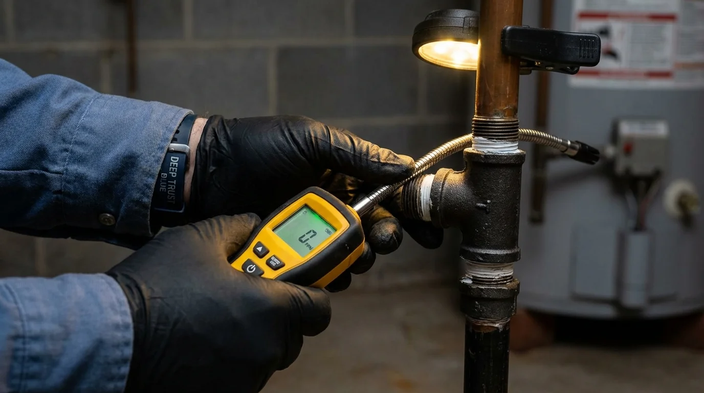 Gas leak detection with electronic sniffer by Johns Plumbing LLC in Susquehanna