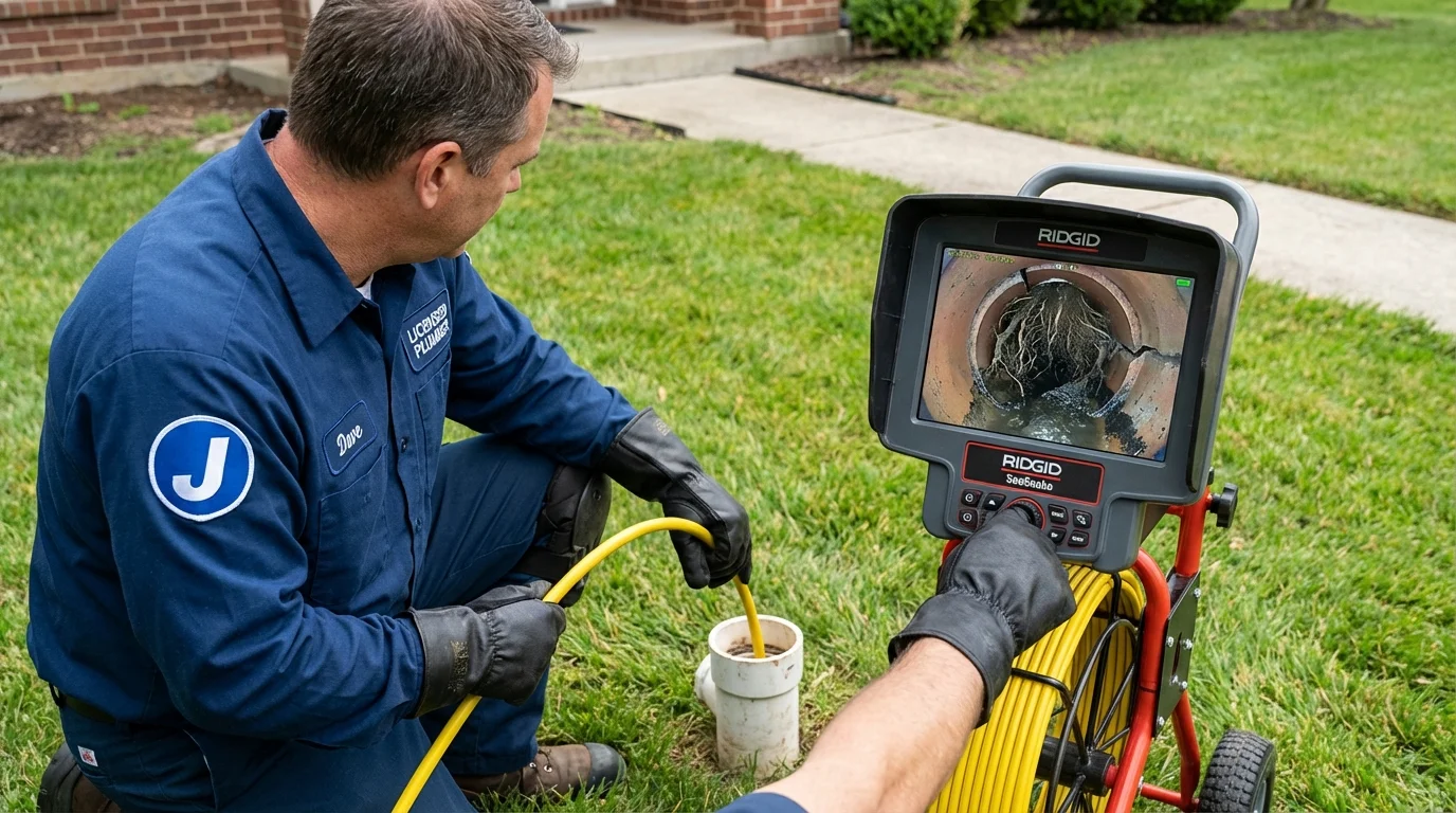 Sewer camera inspection being performed by Johns Plumbing LLC in Susquehanna
